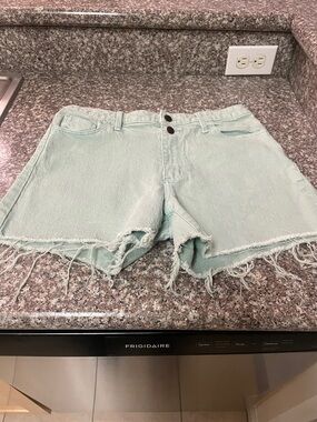 Casual High-Rise Mint Frayed Denim Shorts by Universal Thread